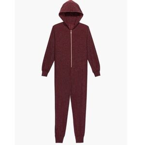 SAVAGE X FENTY Sleep & Shine Onesie Sparkling Burgundy Hooded Jumpsuit Sz 1X